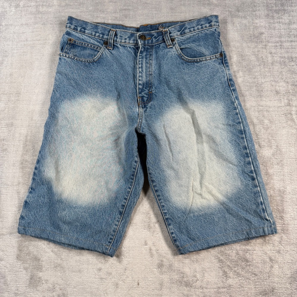 5ive Jungle Shorts Mens 34 Blue Denim Faded Baggy Vintage Y2K Streetwear Jorts